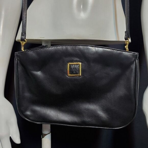 Anne Klein Oroton Black Genuine Leather Crossbody - Picture 1 of 6